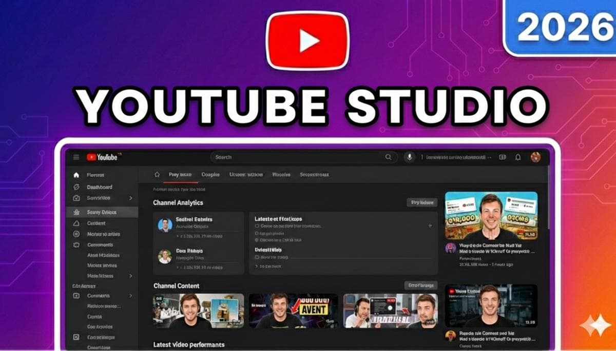 YouTube Studio 2026 : guide complet du tableau de bord à la bibliothèque audio
